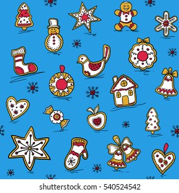 Christmas pattern with Gingerbreads