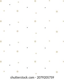 Patrón navideño con copos de nieve dorados, adornos de invierno, diseño para la decoración de vacaciones, papel de envoltura, impresión, tela o textil, Feliz Navidad y Feliz Año Nuevo, ilustración vectorial