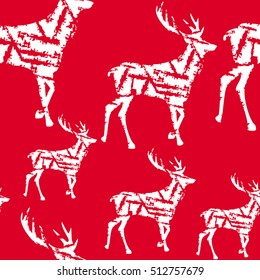  Christmas pattern with golden deers. Vector texture for gift packaging, invitation card, cover, wallpaper, scrapbook, textile, holiday decor.