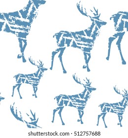  Christmas pattern with golden deers. Vector texture for gift packaging, invitation card, cover, wallpaper, scrapbook, textile, holiday decor.