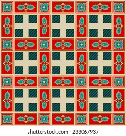 Christmas pattern graphic with holly leaves