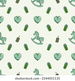 Christmas Pattern green color - Vector Illustrator Digital file Download for print, printable, wallpaper, background, rug, card, 