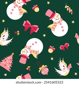 christmas pattern green snow mam