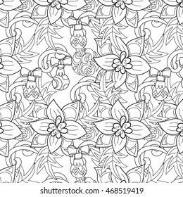 Christmas pattern - hand drawn doodle vector on white background.Isolated illustration zen art ready for adult anti stress coloring book.