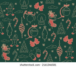 Weihnachtsmuster. Handgezeichnete Illustration.	