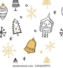 ilustración manual de patrón de navidad 2024