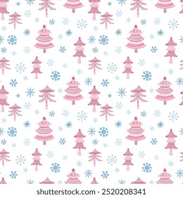 Patrón de Navidades Impresión de Festiva Árbol de Navidad copos de nieve Patrón de Navidad Repetir archivo de Vector