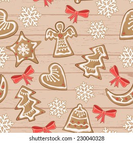 The Christmas pattern with honey-cakes and snowflakes