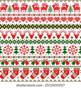 Christmas pattern illustration, green sun color, download Christmas wallpaper, cross stitch pattern, high quality resolution for clothing decoration, embroidery, Christmas holidays