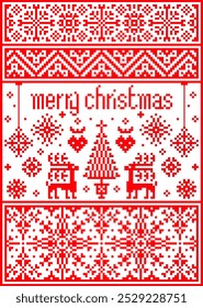 Christmas pattern illustration, vector, Christmas wallpaper, cross stitch pattern, high resolution, textile decoration, clothing, embroidery, Christmas festival


