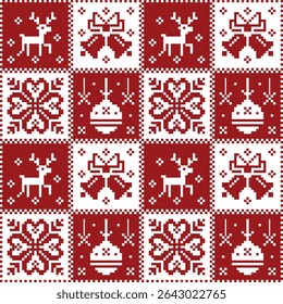 Navidades patrón ilustración, Vector, Navidades Fondo de pantalla, patrón de punto de cruz, alta resolución, decoración textil, ropa, bordado, festival de Navidades
