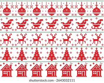 Navidades patrón ilustración, Vector, Navidades Fondo de pantalla, patrón de punto de cruz, alta resolución, decoración textil, ropa, bordado, festival de Navidades
