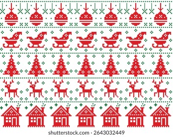 Christmas pattern illustration, vector, Christmas wallpaper, cross stitch pattern, high resolution, textile decoration, clothing, embroidery, Christmas festival

