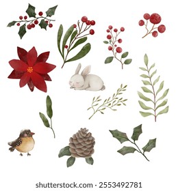 Christmas pattern, illustrations. New year vector set