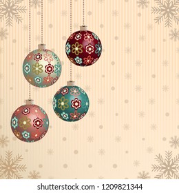 Christmas pattern with the image of Christmas balls and snowflakes
