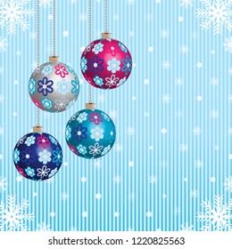 Christmas pattern with the image of Christmas balls and snowflakes
