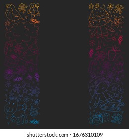 Christmas pattern with little children. Kids play and have fun during winter vacations.