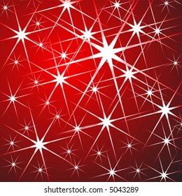 Christmas pattern made with stars over red gradient background