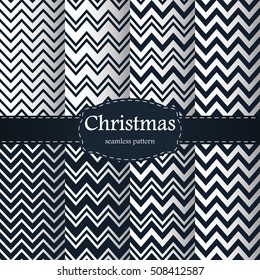 Christmas pattern. Merry Christmas and Happy New Year! White and blue seamless backgrounds, patterns, wallpapers with traditional holiday symbol. Vector illustration. Set.