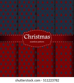 Christmas pattern. Merry Christmas and Happy New Year! Red and blue seamless backgrounds, patterns, wallpapers with traditional holiday symbol. Vector illustration. Set.