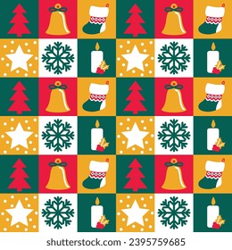 Christmas pattern on a Bauhaus-Style. Minimalist print. Vector.