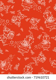 Christmas pattern on red backround