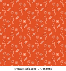 Christmas pattern with orange background