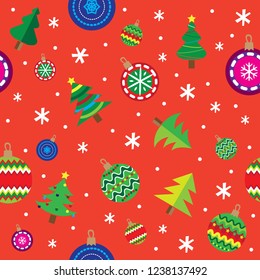 Christmas pattern ornament in red background 