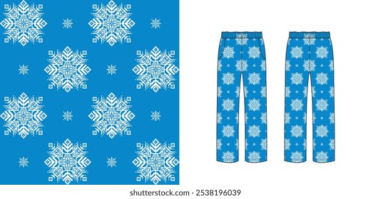 Calça padrão de Natal ou calças de Natal, Vetor sobre padrão de pixel para fazer tecido ou fundo