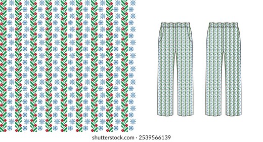 Christmas pattern pants or Christmas pants, Vector about pixel pattern for making fabric or background.