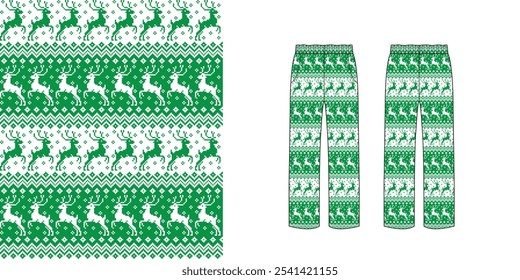 Christmas pattern pants or Christmas pants, Vector about pixel pattern for making fabric or background.