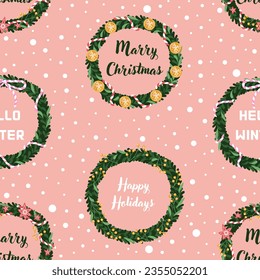 Weihnachtsmuster mit Kiefernwäldern. Neujahrsdekor. Moderner, flacher Stil. Perfekt für das Verpacken von Papier. Vektorgrafik.