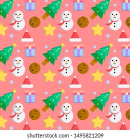 Christmas pattern with pink background