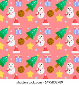Christmas pattern with pink background