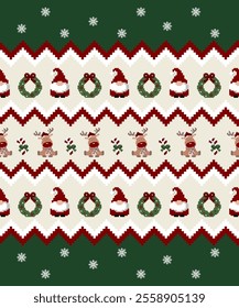 Christmas pattern pixel for invitation card , sweater , gift wrapping paper , wall paper. Seamless pattern. 