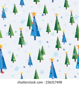 Christmas pattern with a rabbit, squirrel on a background of snow. Vector illustration.