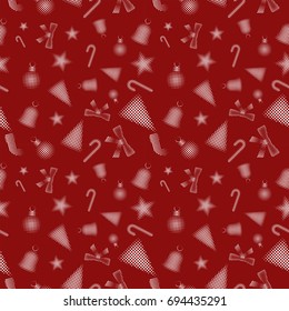 Christmas Pattern. Red Background. Halftone Design. Vector Illustration.