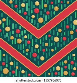 Christmas pattern.
Red and gold balls with red ribbon on green christmas tree background. Abstract seamless pattern for wallpaper, web sites,wrapping paper,for fashion prints, fabric, design.