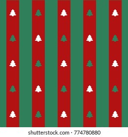 Christmas pattern red and green with fir trees