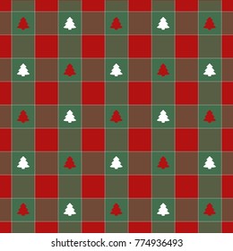 Christmas pattern red and green with fir trees