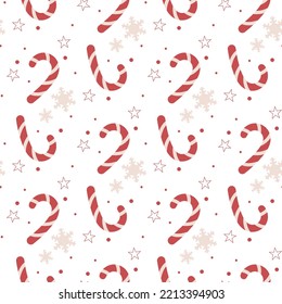 christmas pattern red palette with candy and snowflakes