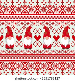 christmas pattern red santa red elements Light green background for New Year's Eve holidays, cards, gift wrap, snowflakes, ornaments, blankets, curtains, rugs, clothing, textiles.