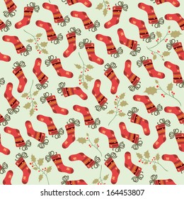 Christmas Pattern Red Socks A seamless Christmas pattern ideal for wrapping paper project or Christmas boxes printing.