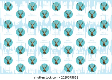Christmas pattern with riendeer, on iced background.