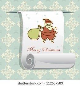 Christmas pattern with roll paper on damask seamless background for your greeting
