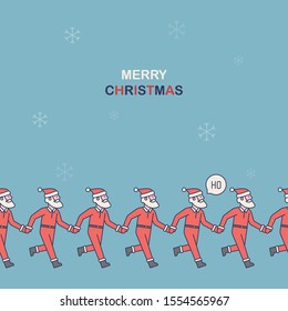 Christmas pattern with Santa Claus holding hands. Christmas and New Year vector pattern