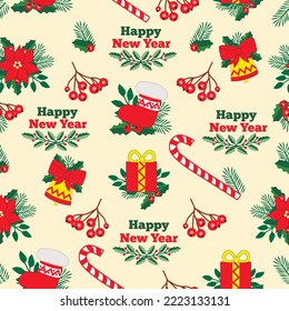 Patrón de Navidad con Santa Claus. Ilustración para textiles. Patrón sin problemas para el Año Nuevo. Patrón de vacaciones. Ilustración vectorial brillante.