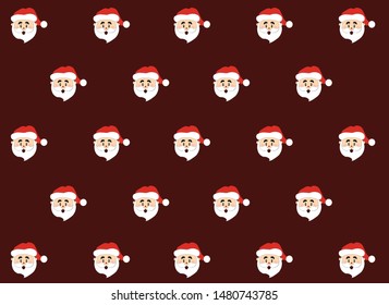 christmas pattern with santa claus on burgundy background