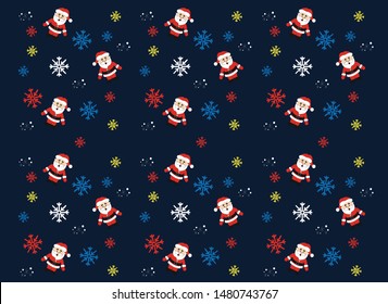 christmas pattern with santa claus and snowflakes