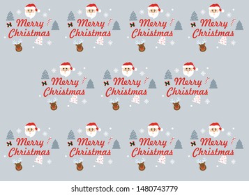 christmas pattern with santa claus and snowflakes